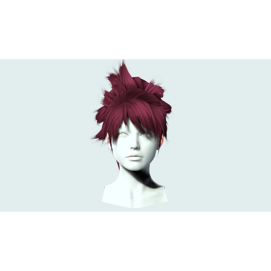 Female Hair 3D Model – Low Poly High Ponytail, FBX, Game Ready - View 4