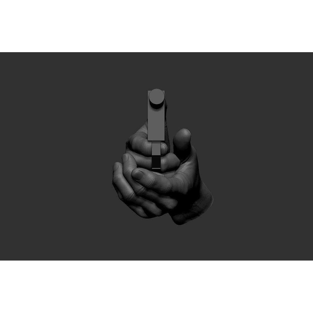 Male Hand Poses 3D Model – Realistic Shooting Poses, ZBrush, FBX, OBJ - View 10