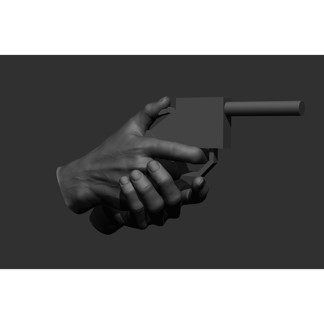 Male Hand Poses 3D Model – Realistic Shooting Poses, ZBrush, FBX, OBJ - View 11