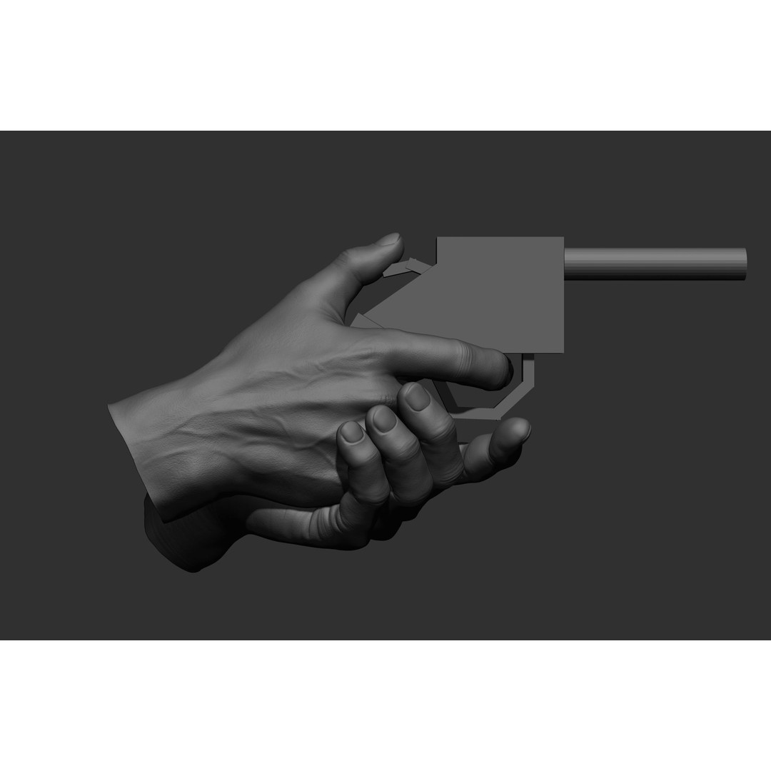 Male Hand Poses 3D Model – Realistic Shooting Poses, ZBrush, FBX, OBJ - View 12