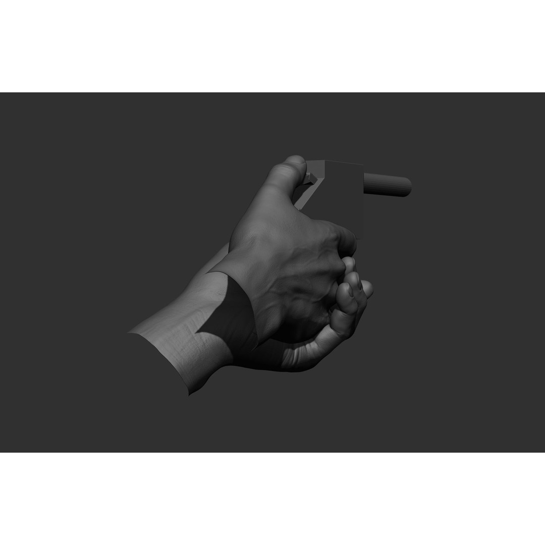Male Hand Poses 3D Model – Realistic Shooting Poses, ZBrush, FBX, OBJ - View 13
