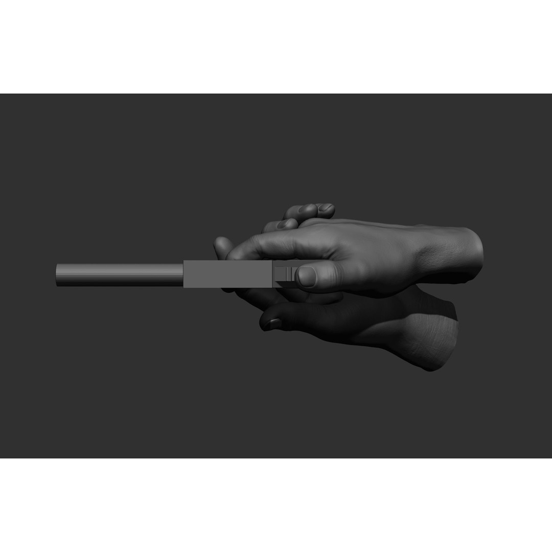 Male Hand Poses 3D Model – Realistic Shooting Poses, ZBrush, FBX, OBJ - View 15
