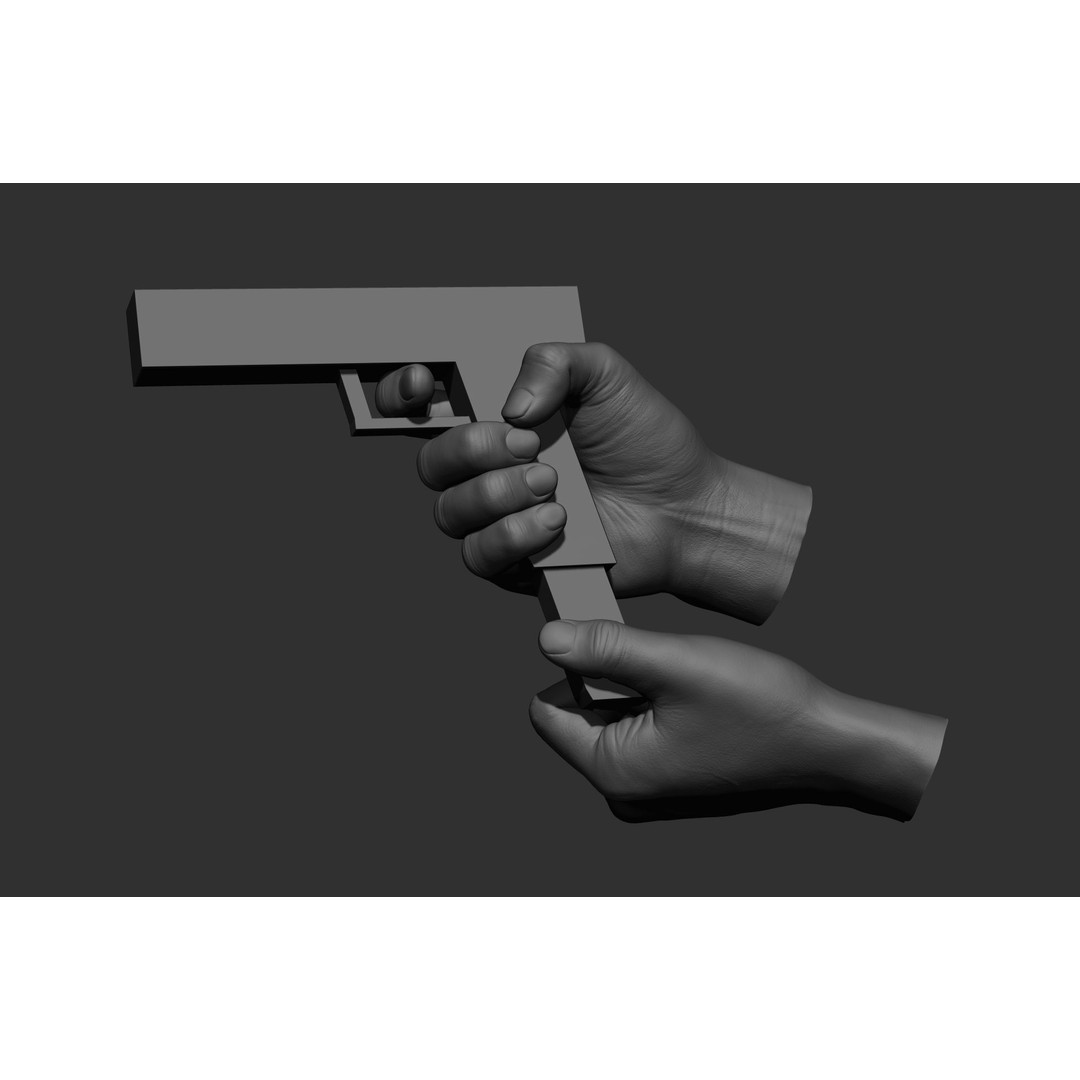 Male Hand Poses 3D Model – Realistic Shooting Poses, ZBrush, FBX, OBJ - View 16