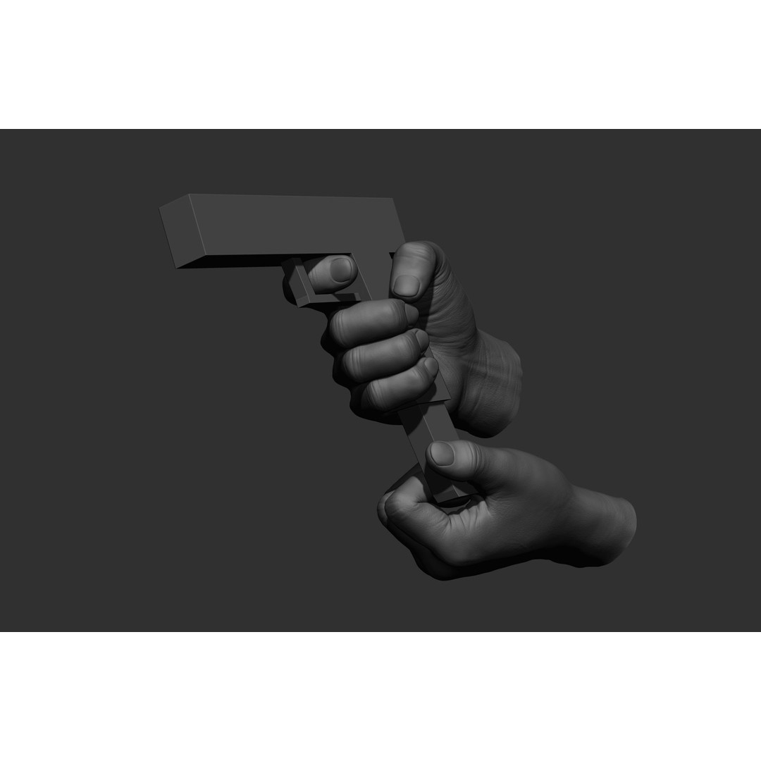 Male Hand Poses 3D Model – Realistic Shooting Poses, ZBrush, FBX, OBJ - View 17