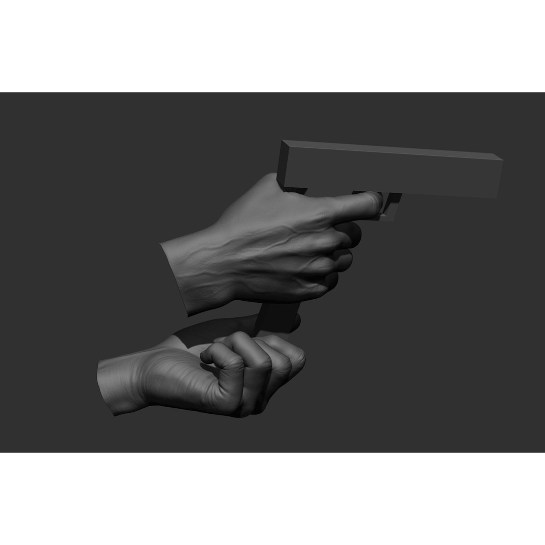 Male Hand Poses 3D Model – Realistic Shooting Poses, ZBrush, FBX, OBJ - View 19