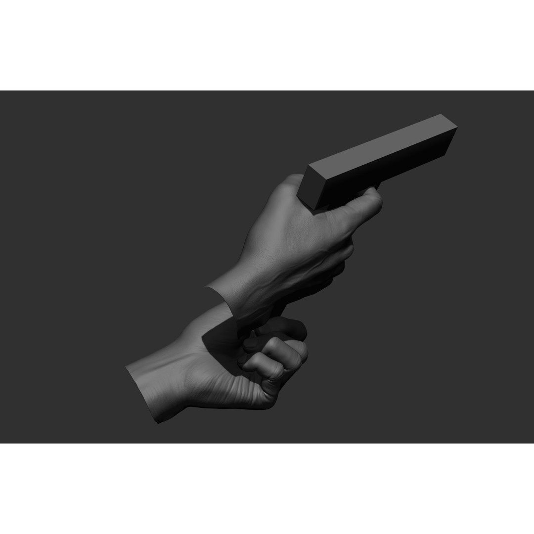 Male Hand Poses 3D Model – Realistic Shooting Poses, ZBrush, FBX, OBJ - View 20