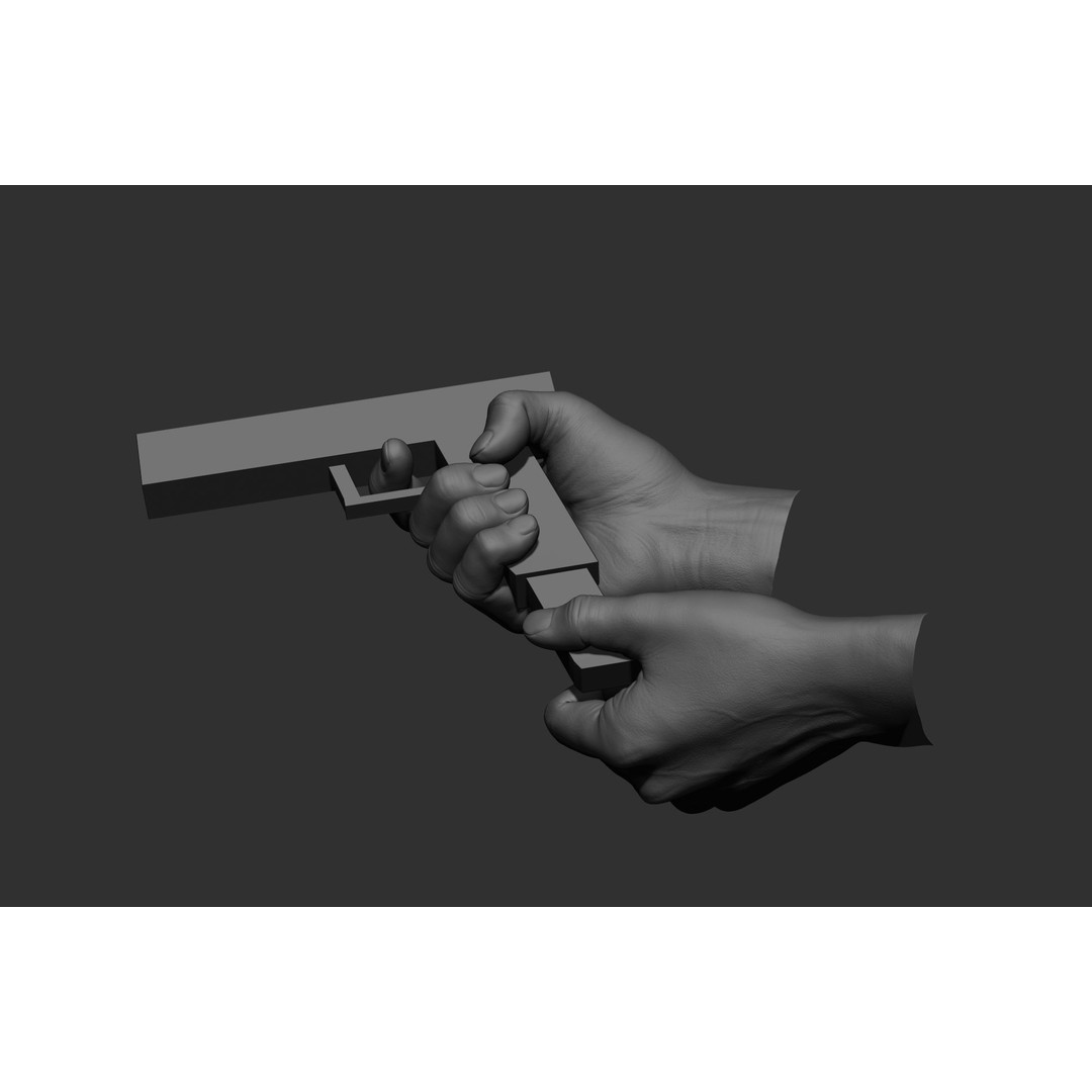 Male Hand Poses 3D Model – Realistic Shooting Poses, ZBrush, FBX, OBJ - View 21
