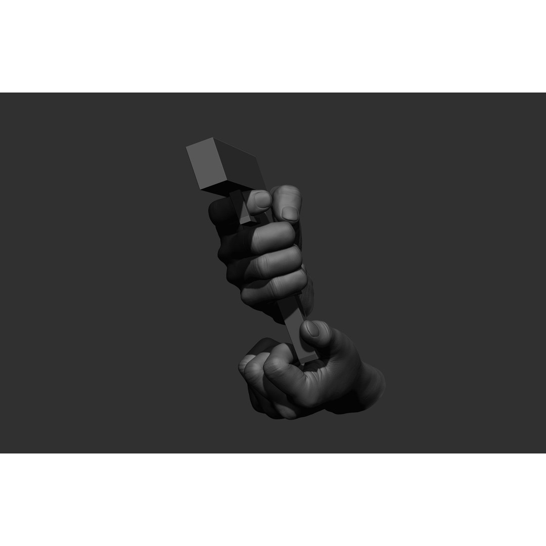 Male Hand Poses 3D Model – Realistic Shooting Poses, ZBrush, FBX, OBJ - View 22