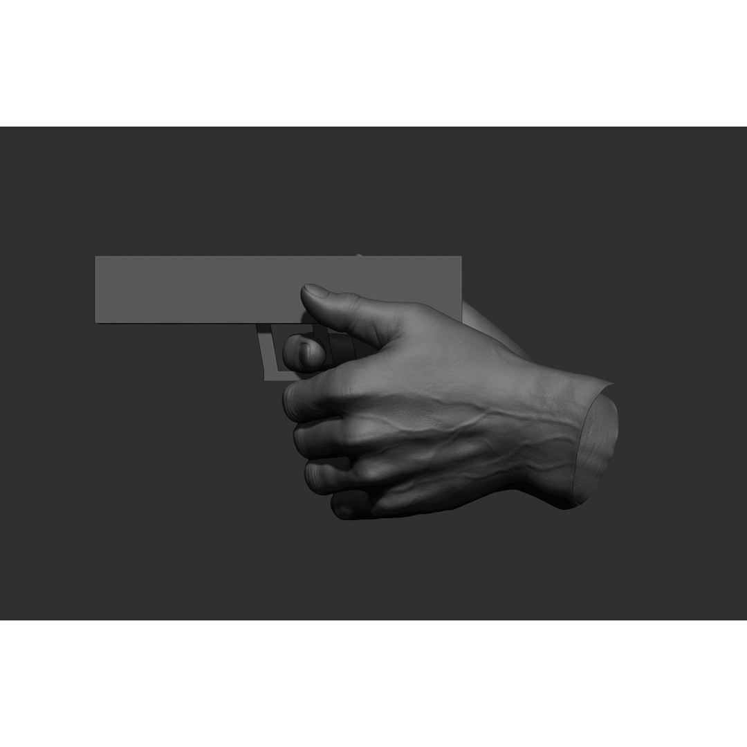 Male Hand Poses 3D Model – Realistic Shooting Poses, ZBrush, FBX, OBJ - View 23