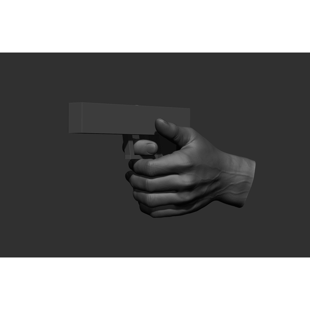 Male Hand Poses 3D Model – Realistic Shooting Poses, ZBrush, FBX, OBJ - View 24