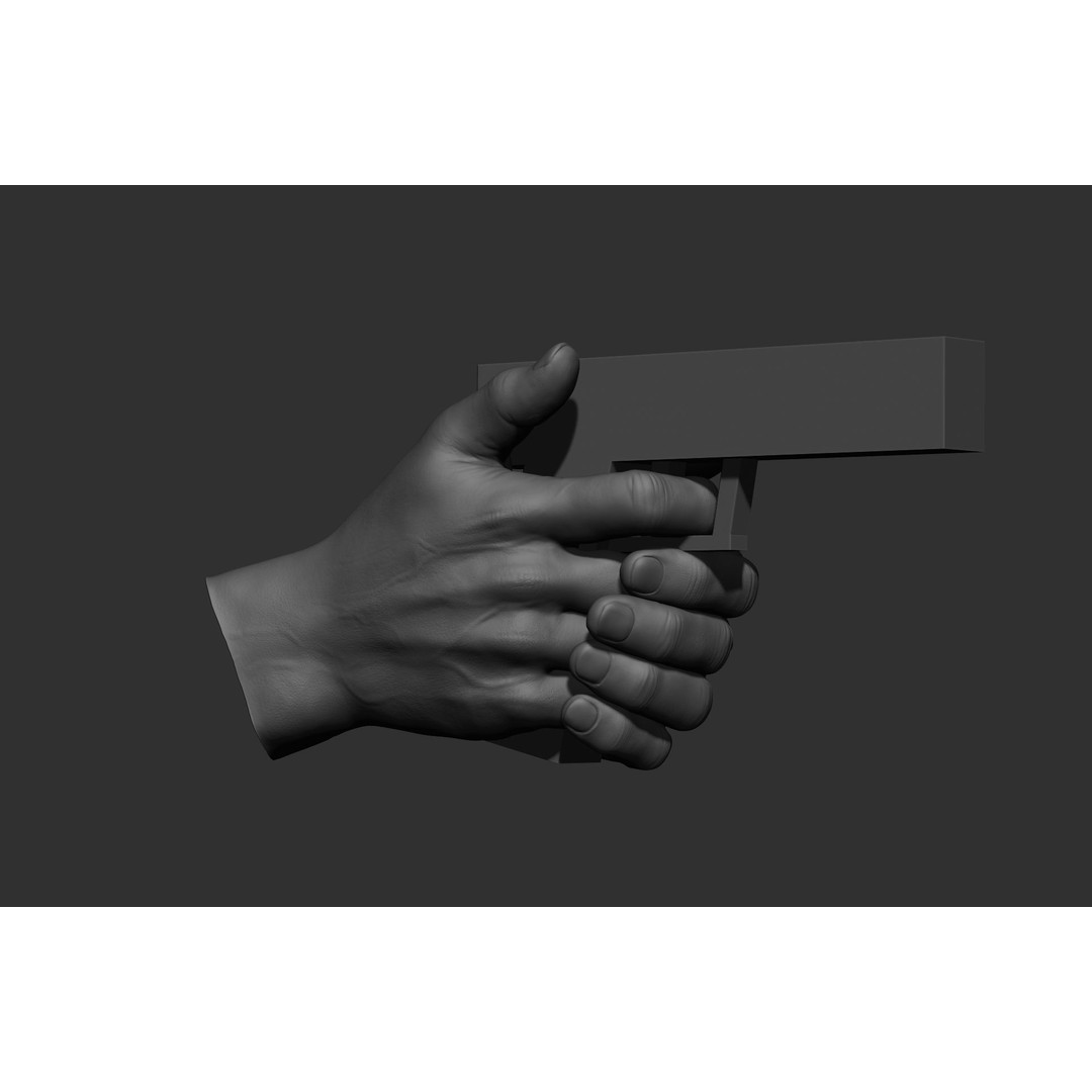 Male Hand Poses 3D Model – Realistic Shooting Poses, ZBrush, FBX, OBJ - View 26