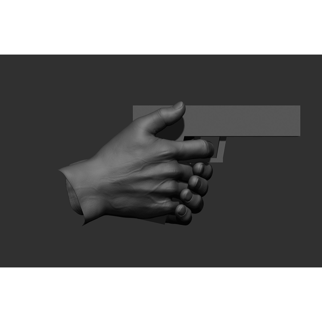 Male Hand Poses 3D Model – Realistic Shooting Poses, ZBrush, FBX, OBJ - View 27