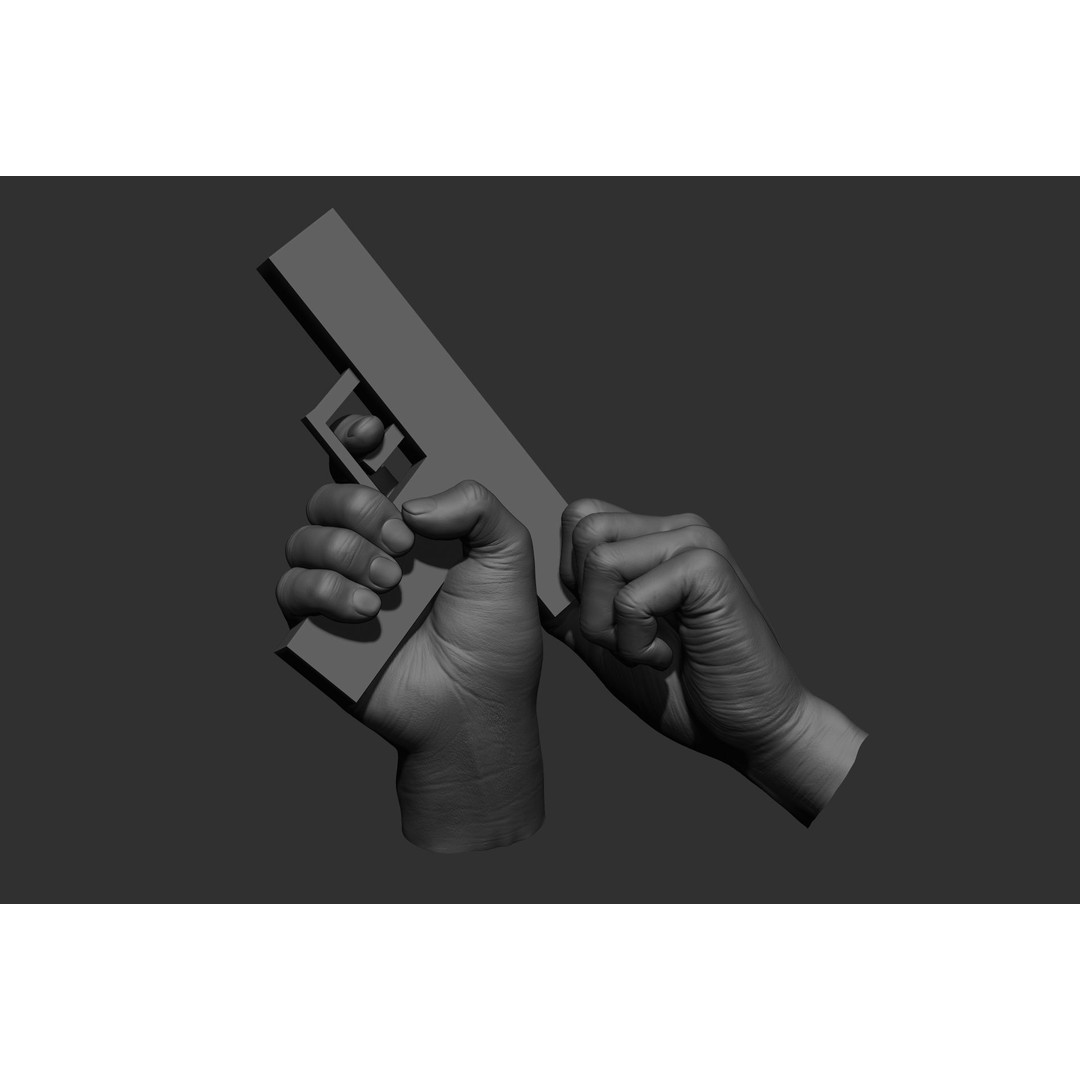 Male Hand Poses 3D Model – Realistic Shooting Poses, ZBrush, FBX, OBJ - View 30