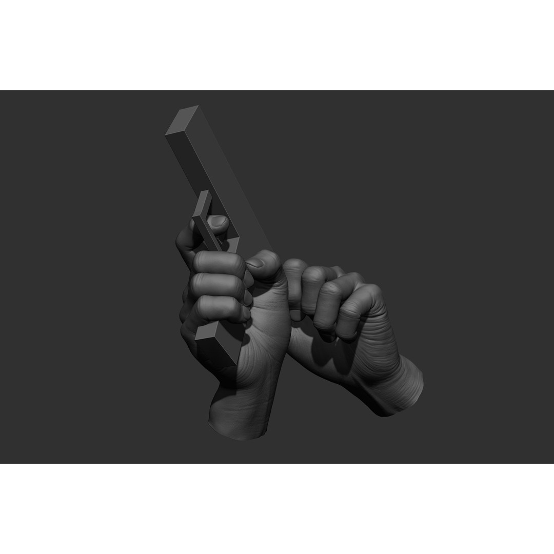 Male Hand Poses 3D Model – Realistic Shooting Poses, ZBrush, FBX, OBJ - View 31