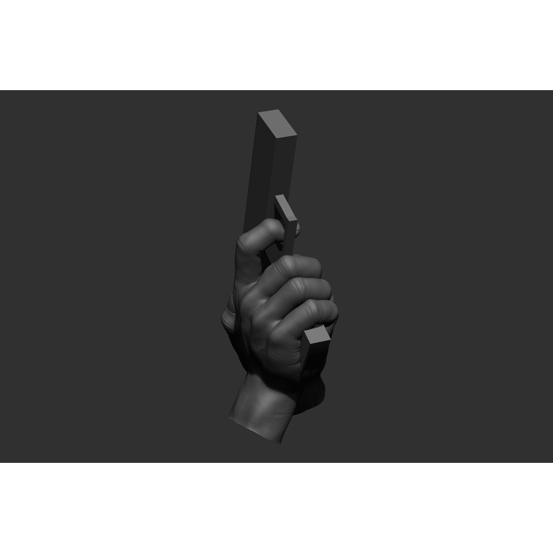 Male Hand Poses 3D Model – Realistic Shooting Poses, ZBrush, FBX, OBJ - View 32
