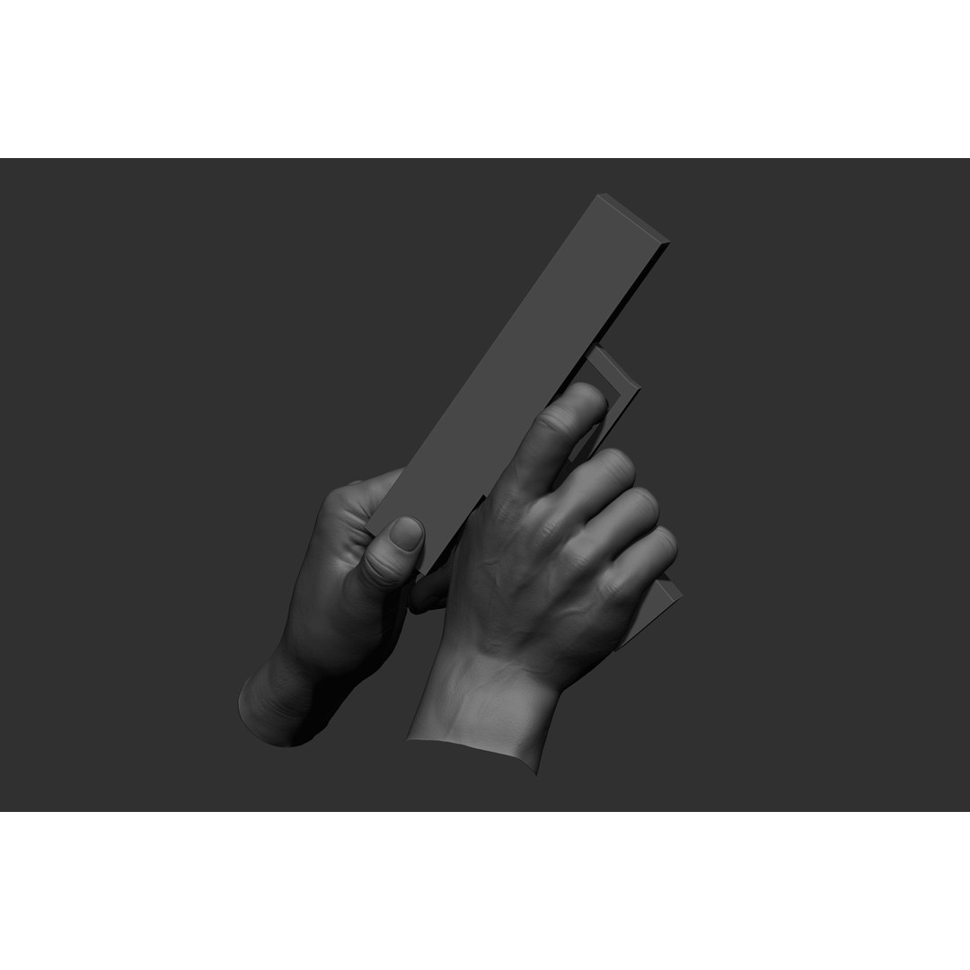Male Hand Poses 3D Model – Realistic Shooting Poses, ZBrush, FBX, OBJ - View 33
