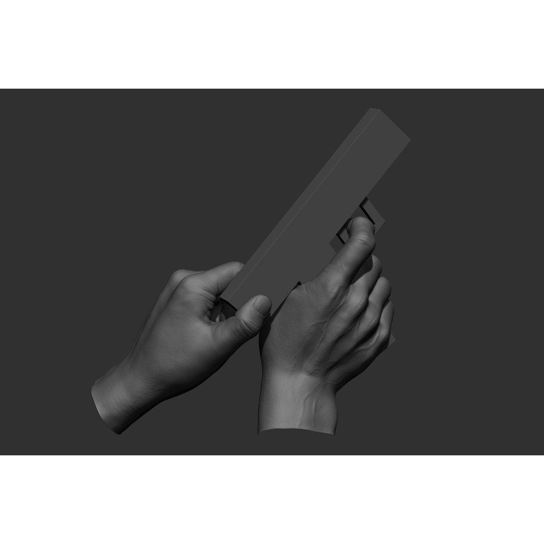 Male Hand Poses 3D Model – Realistic Shooting Poses, ZBrush, FBX, OBJ - View 34