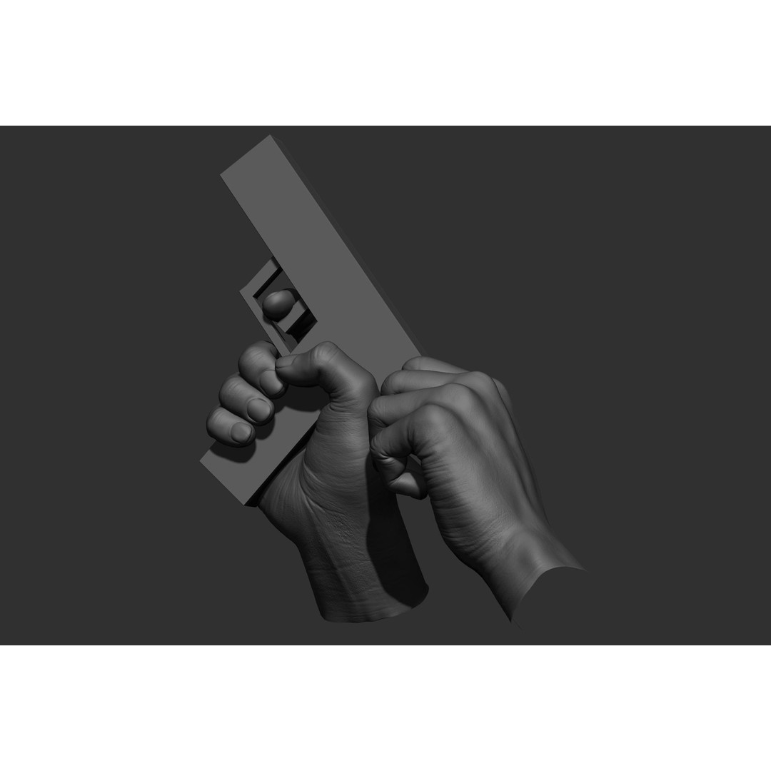 Male Hand Poses 3D Model – Realistic Shooting Poses, ZBrush, FBX, OBJ - View 36