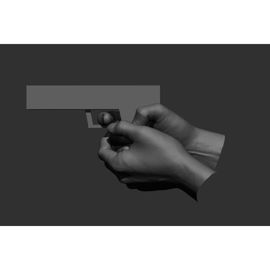 Male Hand Poses 3D Model – Realistic Shooting Poses, ZBrush, FBX, OBJ - View 40
