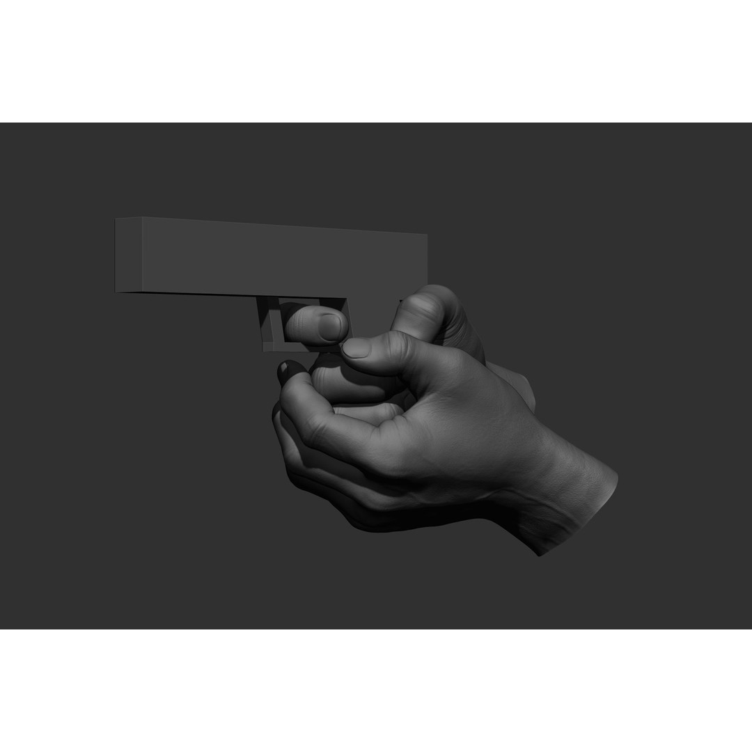 Male Hand Poses 3D Model – Realistic Shooting Poses, ZBrush, FBX, OBJ - View 41