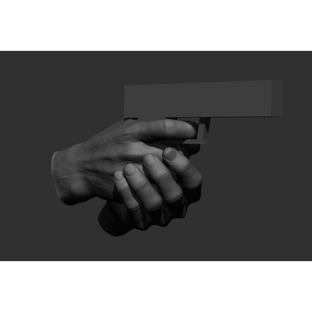 Male Hand Poses 3D Model – Realistic Shooting Poses, ZBrush, FBX, OBJ - View 43