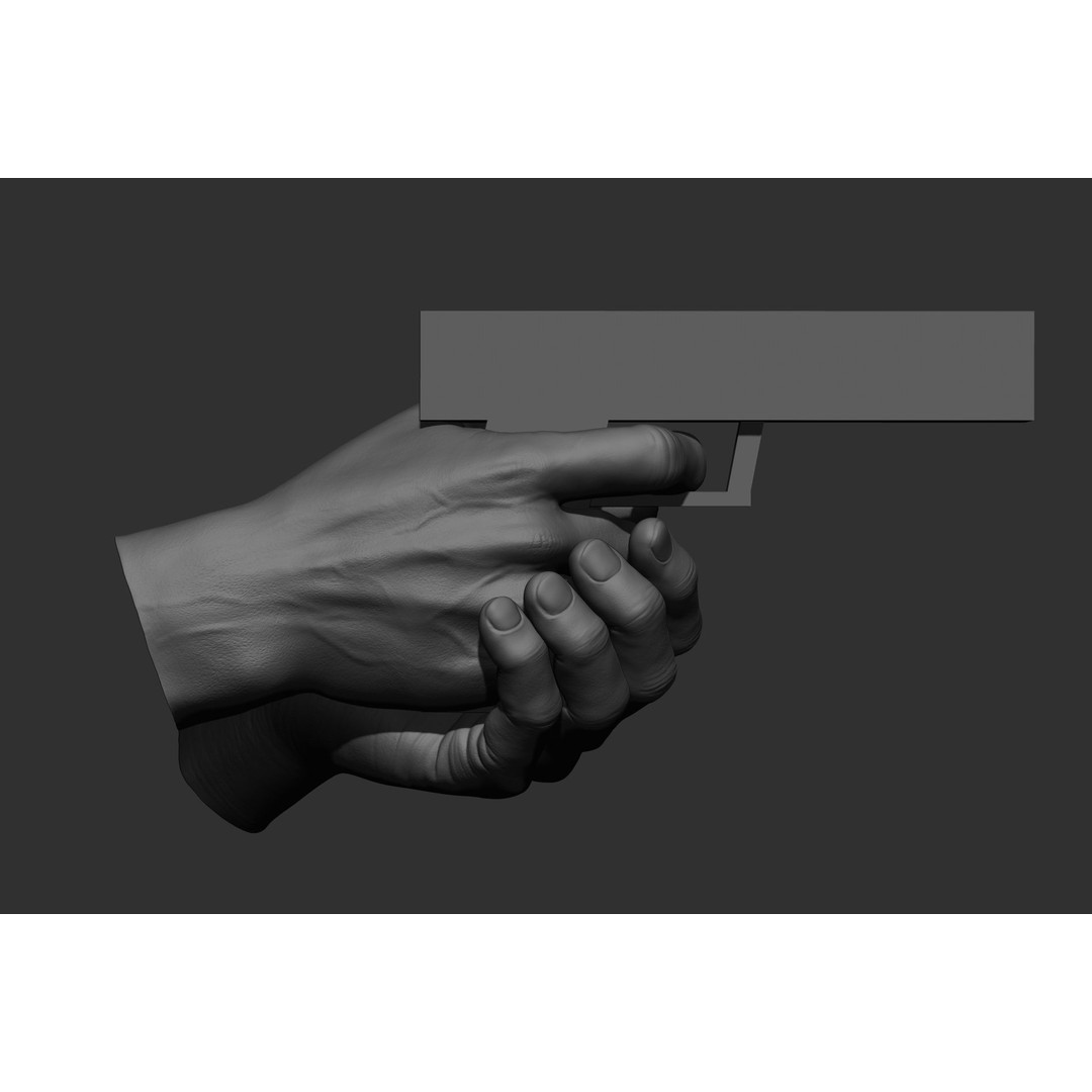 Male Hand Poses 3D Model – Realistic Shooting Poses, ZBrush, FBX, OBJ - View 44