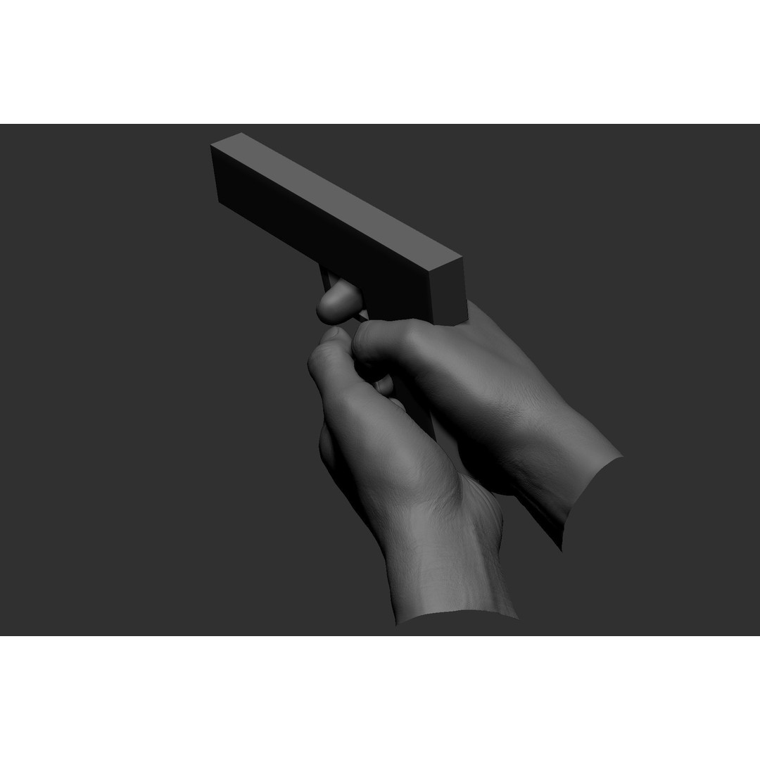 Male Hand Poses 3D Model – Realistic Shooting Poses, ZBrush, FBX, OBJ - View 46
