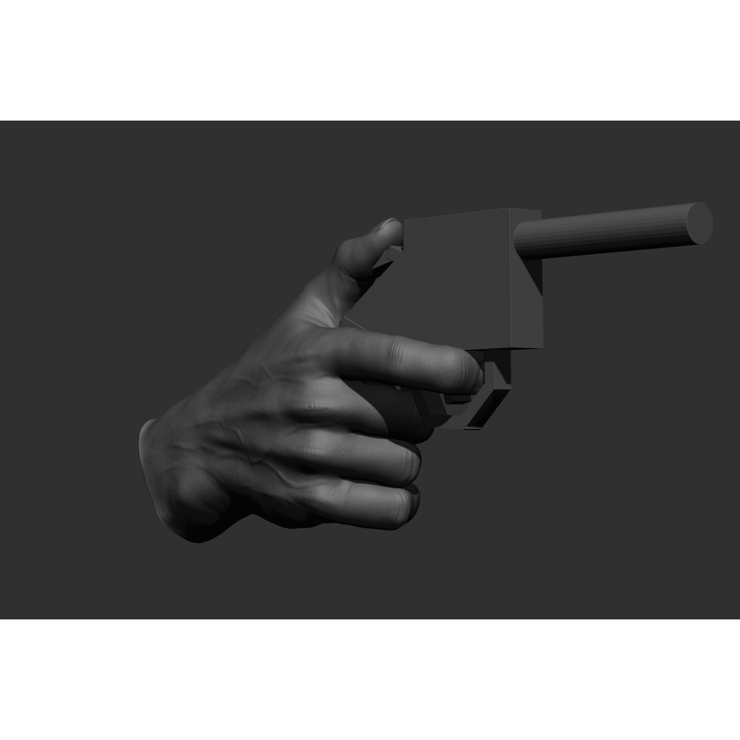 Male Hand Poses 3D Model – Realistic Shooting Poses, ZBrush, FBX, OBJ - View 50