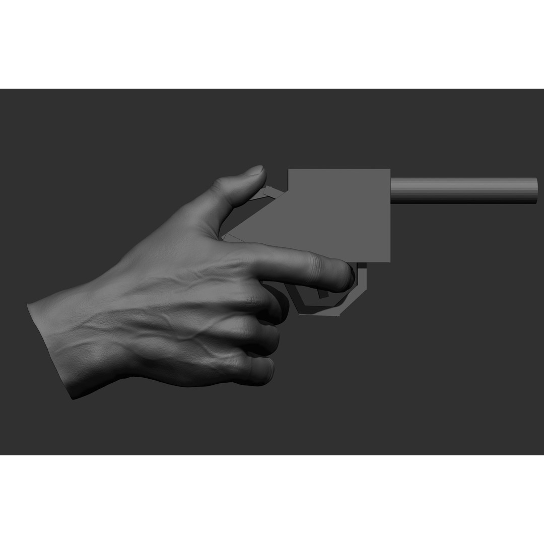 Male Hand Poses 3D Model – Realistic Shooting Poses, ZBrush, FBX, OBJ - View 51