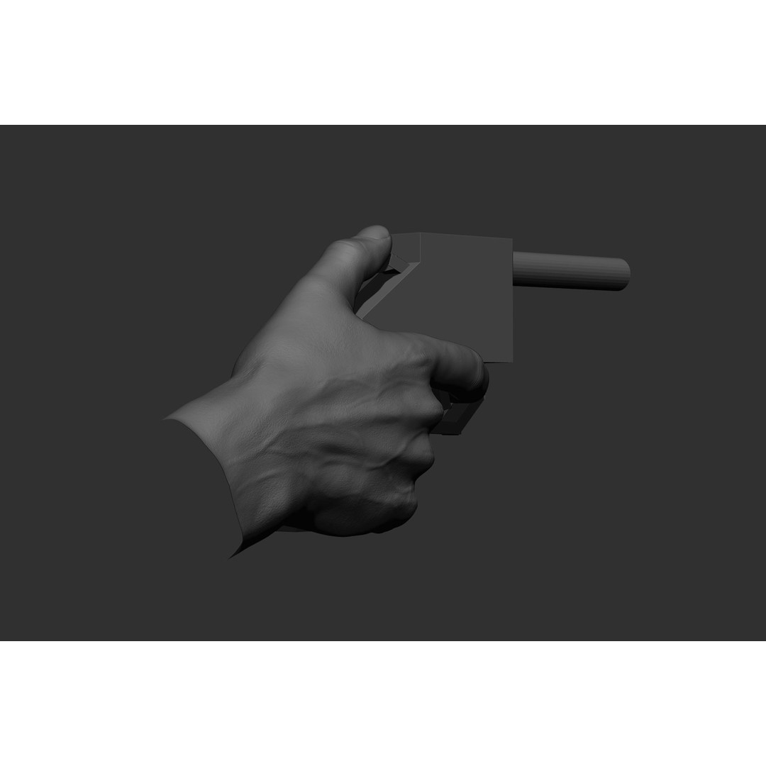 Male Hand Poses 3D Model – Realistic Shooting Poses, ZBrush, FBX, OBJ - View 52