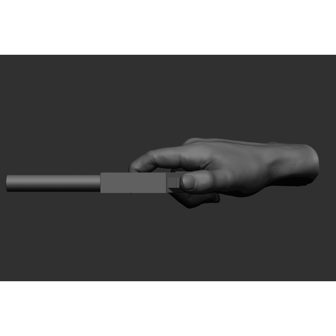 Male Hand Poses 3D Model – Realistic Shooting Poses, ZBrush, FBX, OBJ - View 55