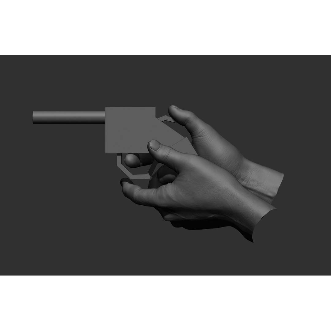 Male Hand Poses 3D Model – Realistic Shooting Poses, ZBrush, FBX, OBJ - View 8