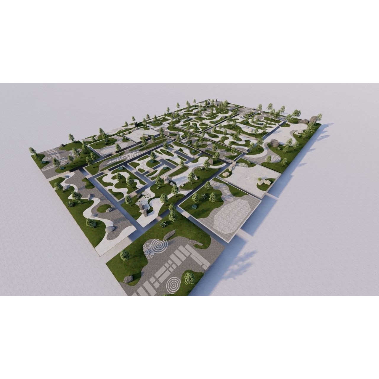 Public Park Landscape - Game-Ready 3D Model - View 10