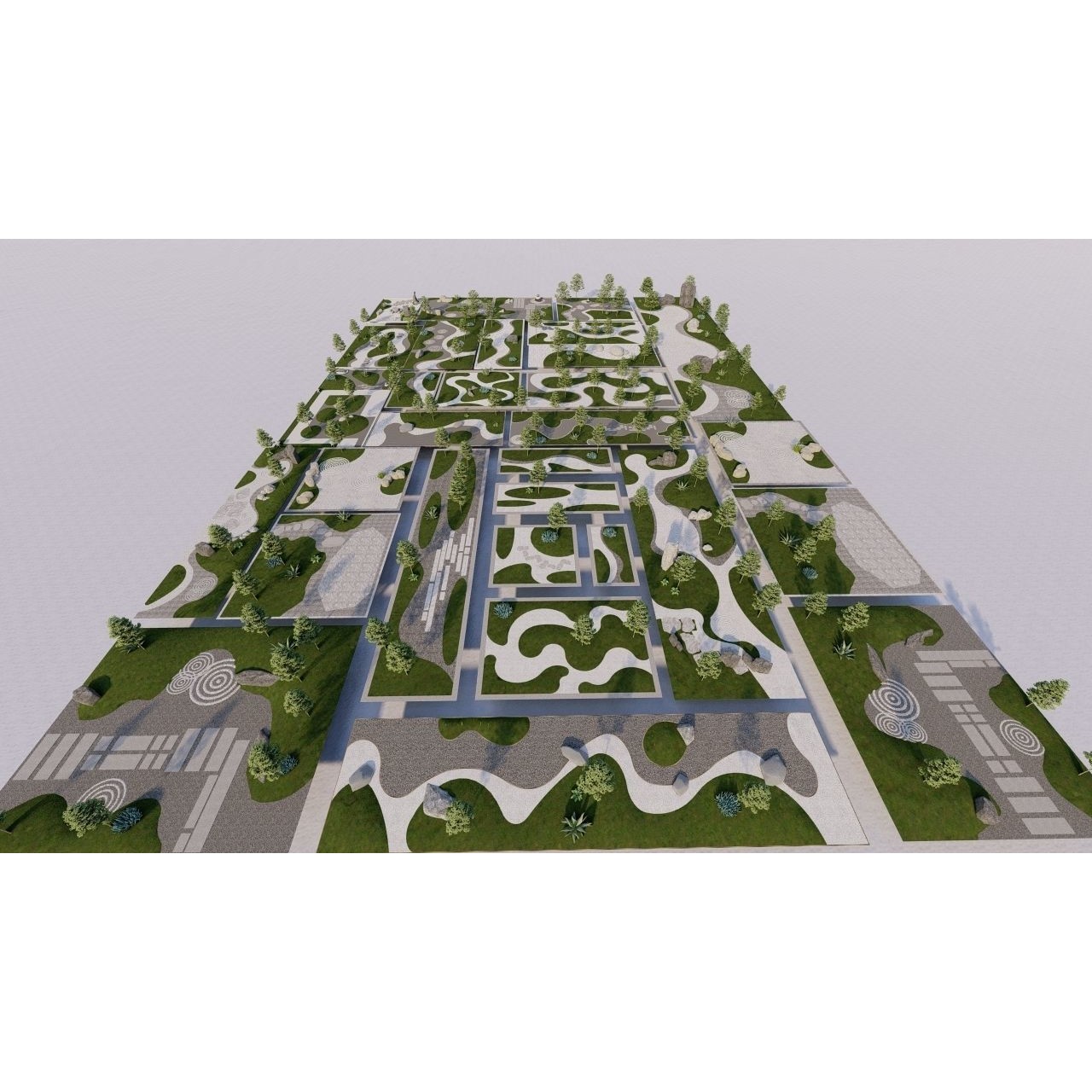 Public Park Landscape - Game-Ready 3D Model - View 11