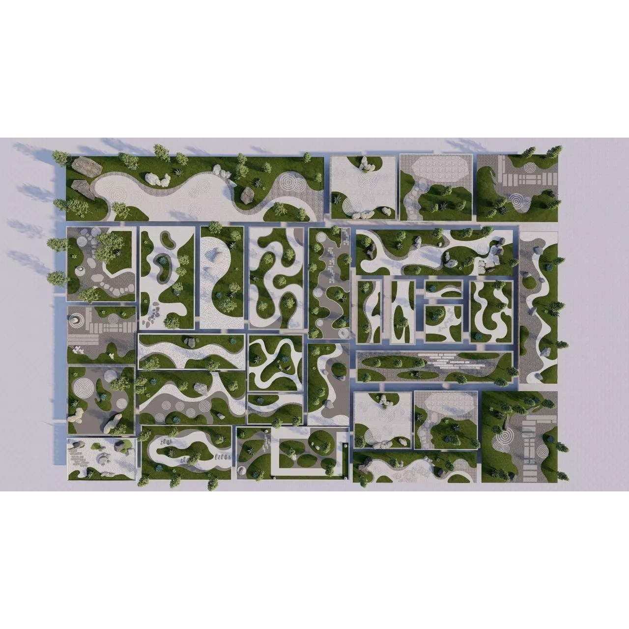 Public Park Landscape - Game-Ready 3D Model - View 2