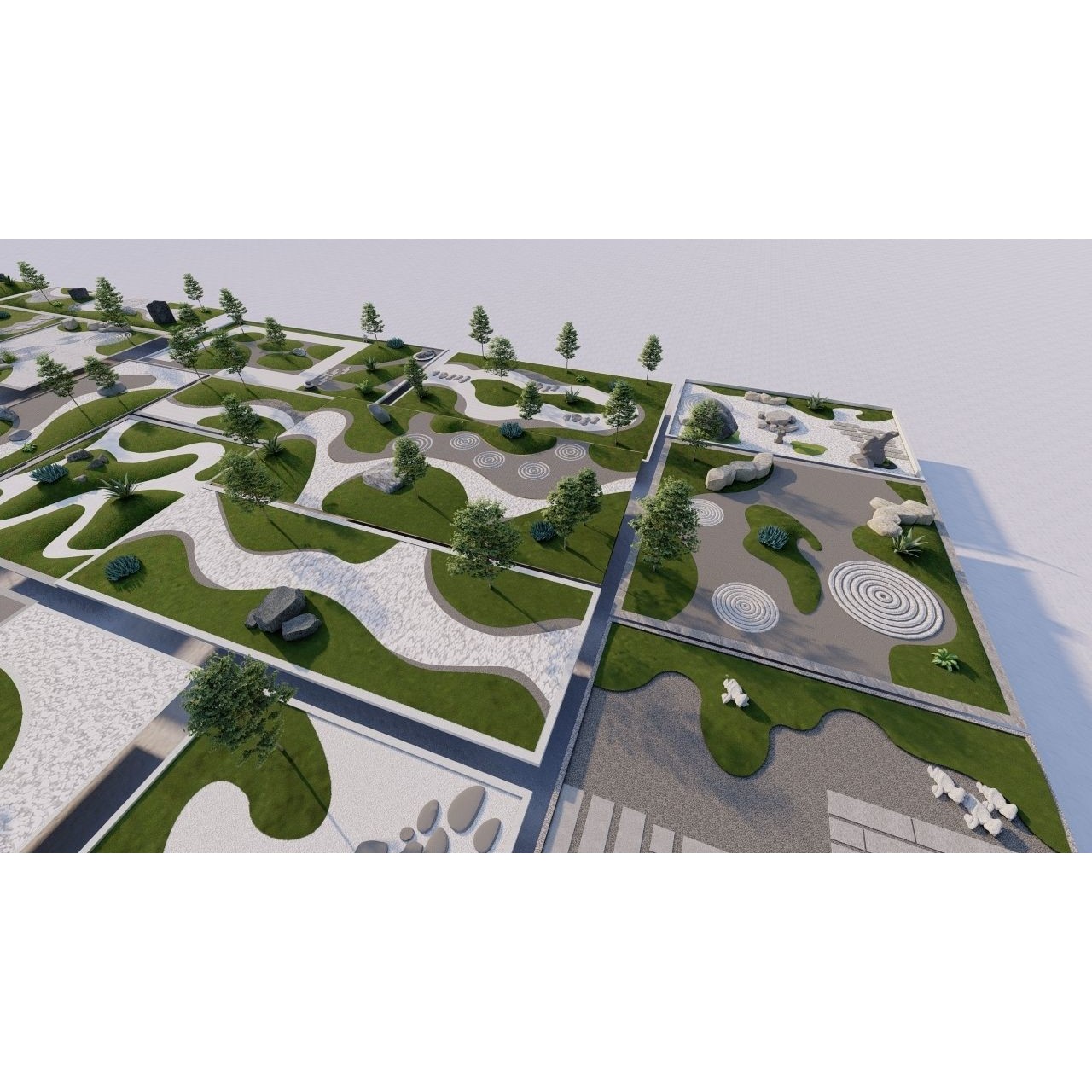 Public Park Landscape - Game-Ready 3D Model - View 22