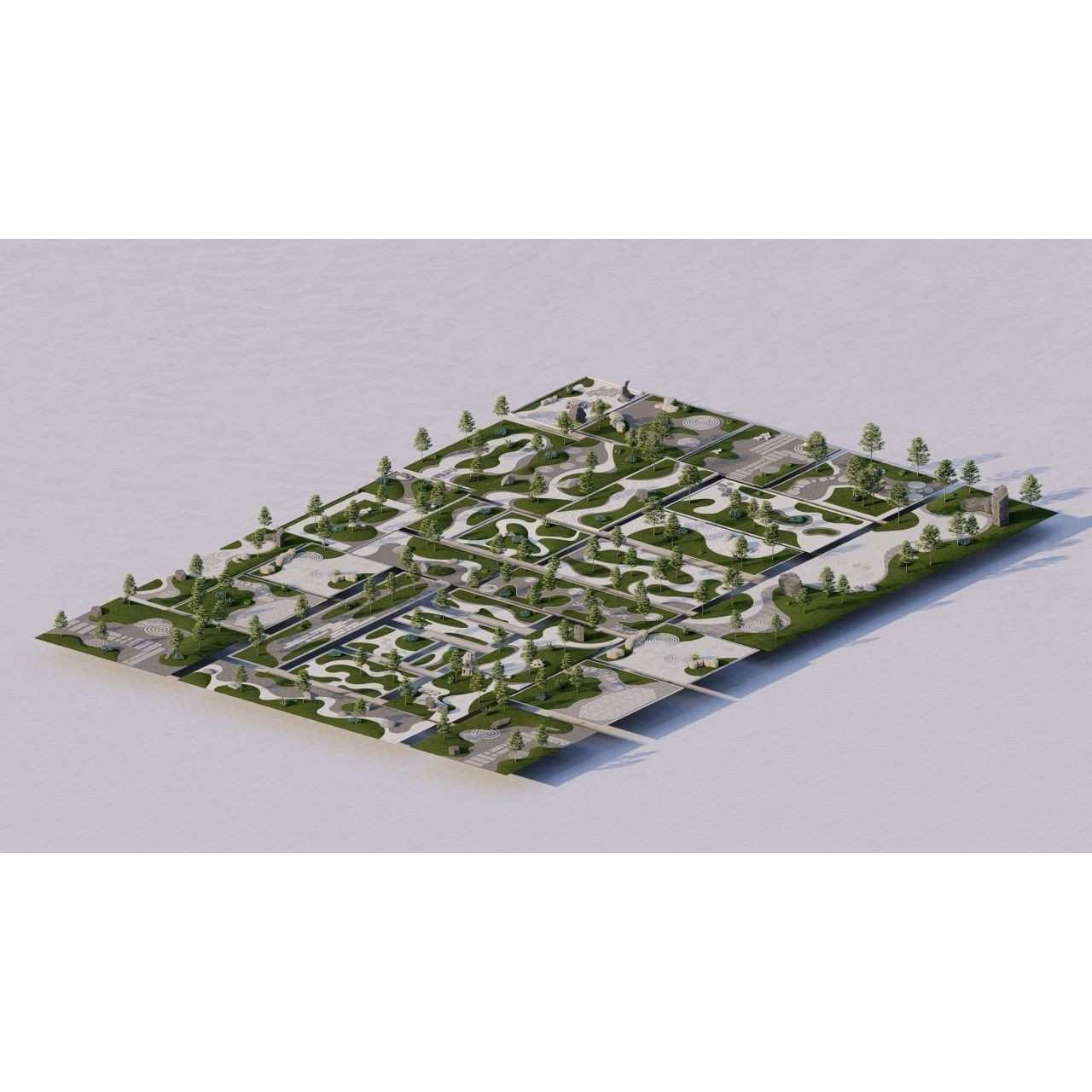 Public Park Landscape - Game-Ready 3D Model - View 23