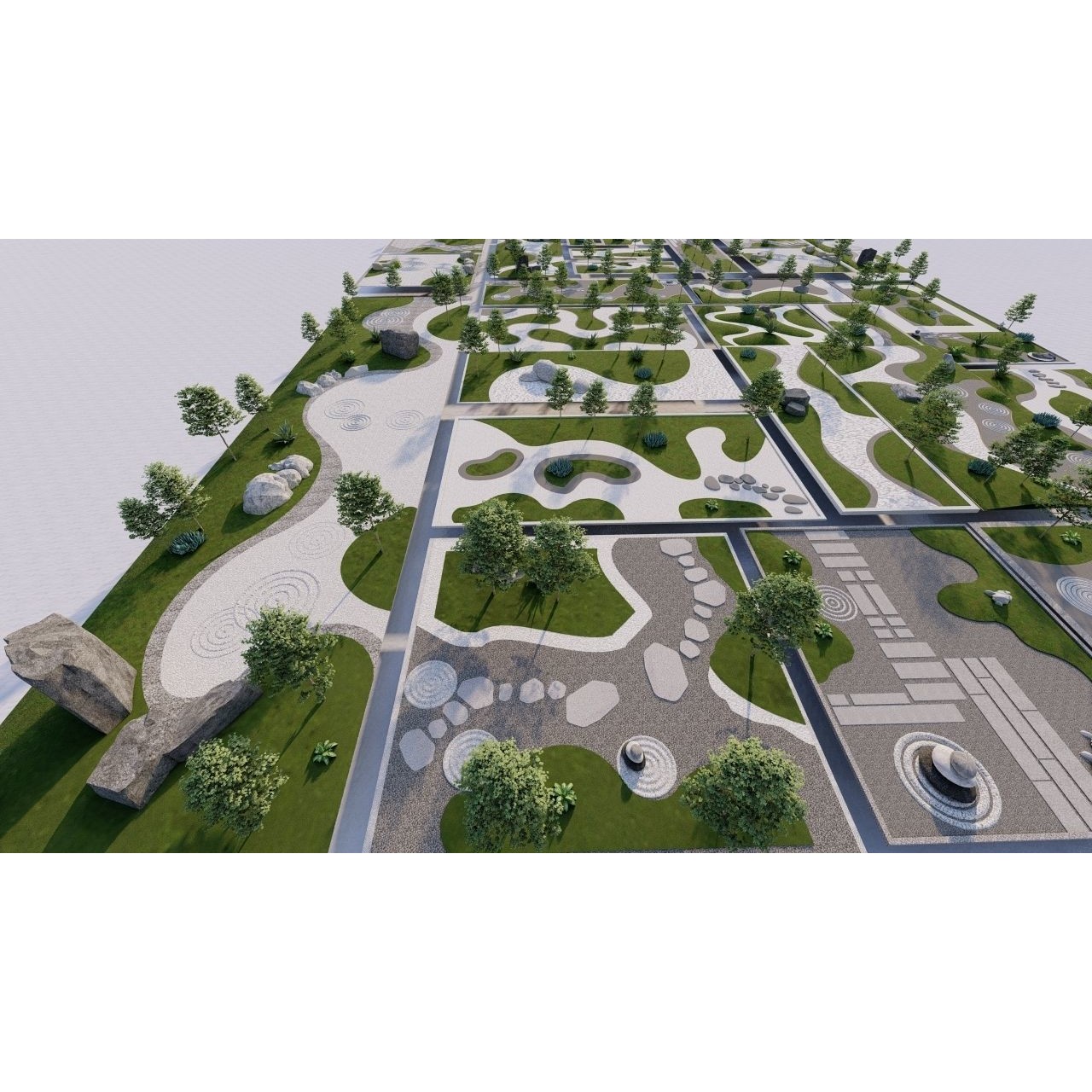 Public Park Landscape - Game-Ready 3D Model - View 24