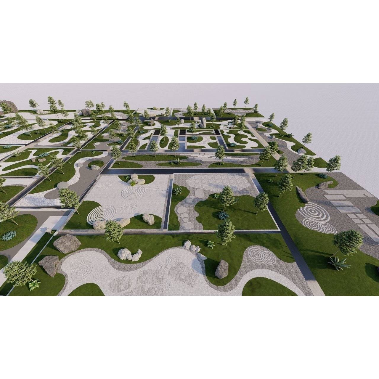 Public Park Landscape - Game-Ready 3D Model - View 25