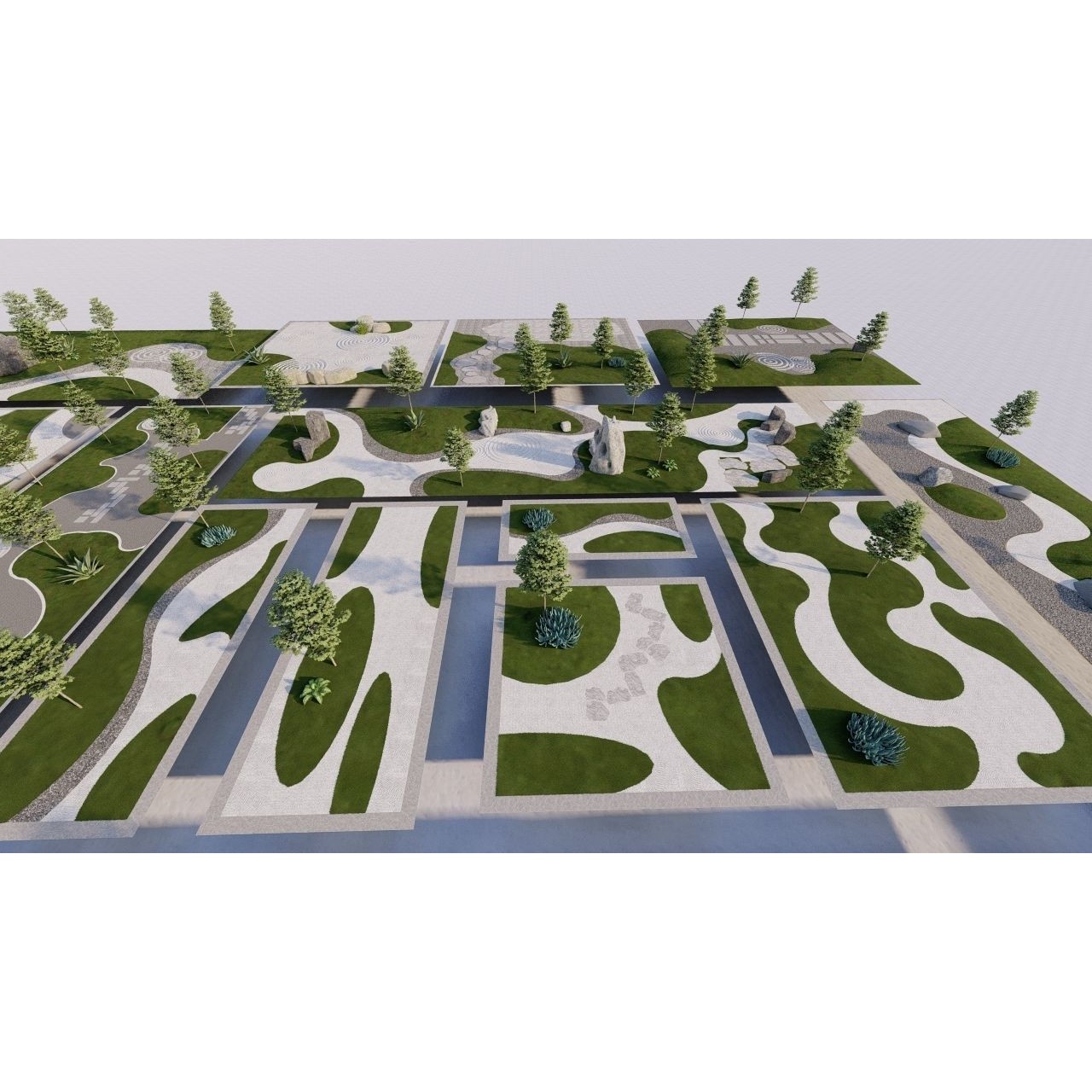 Public Park Landscape - Game-Ready 3D Model - View 26