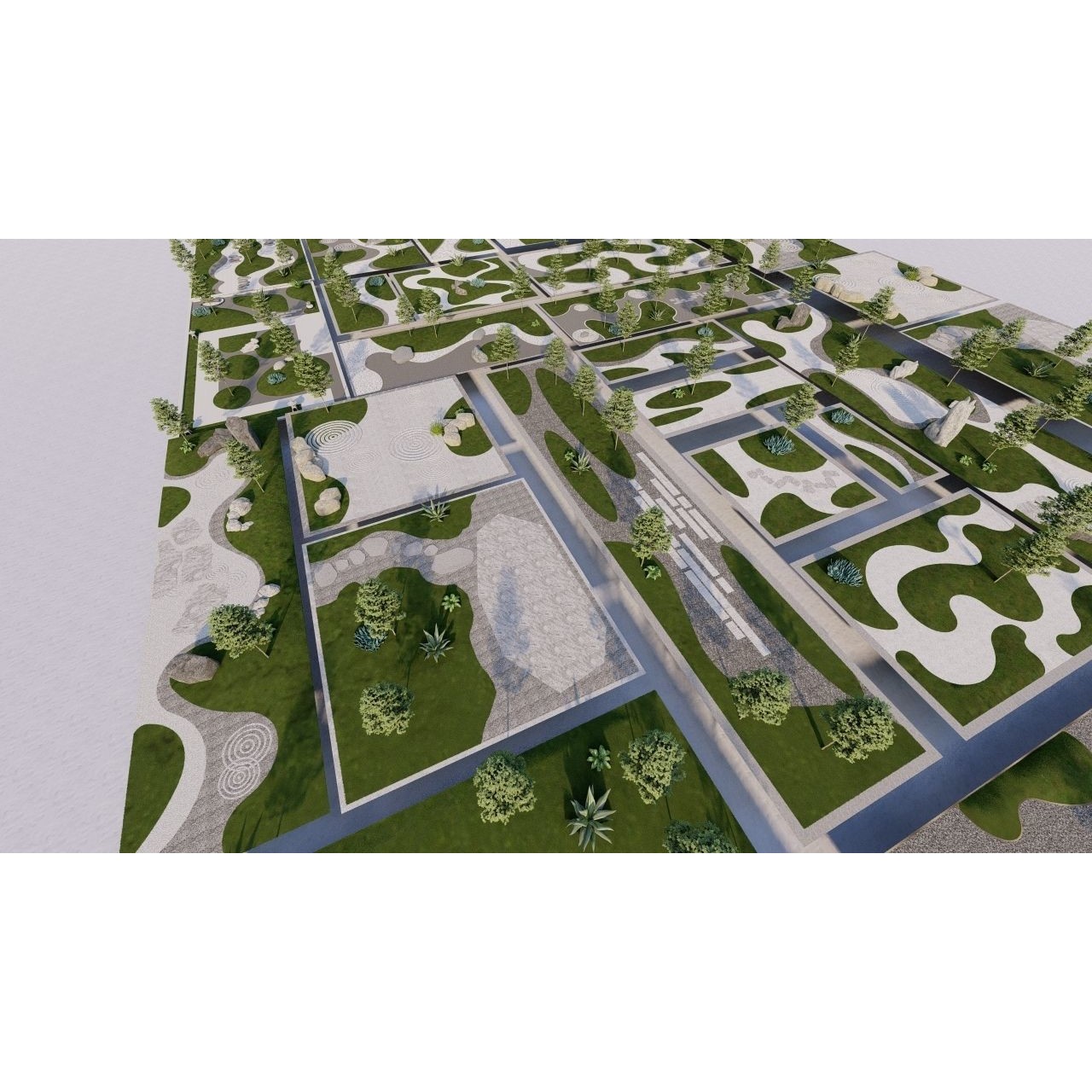 Public Park Landscape - Game-Ready 3D Model - View 30