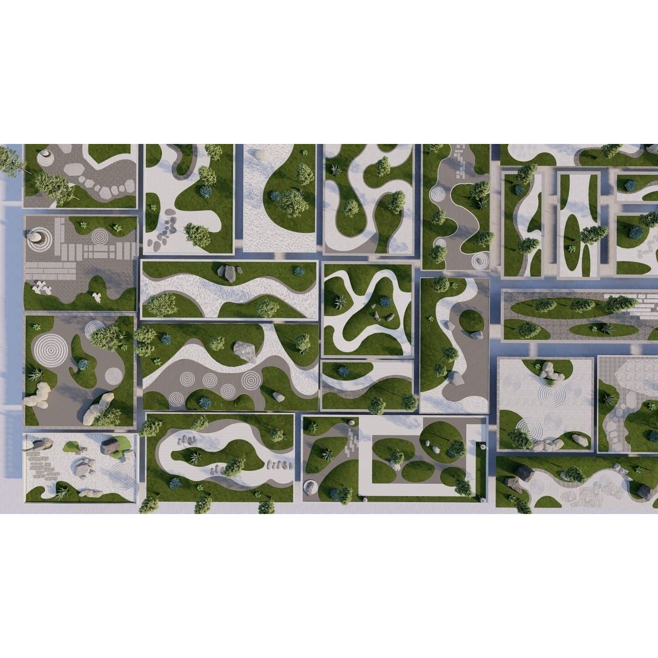 Public Park Landscape - Game-Ready 3D Model - View 5