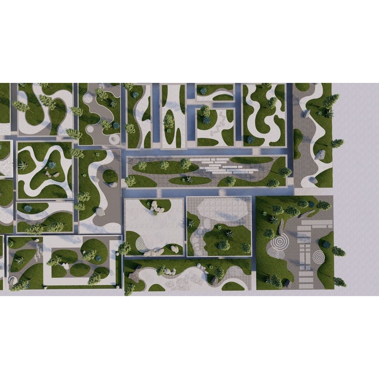Public Park Landscape - Game-Ready 3D Model - View 6