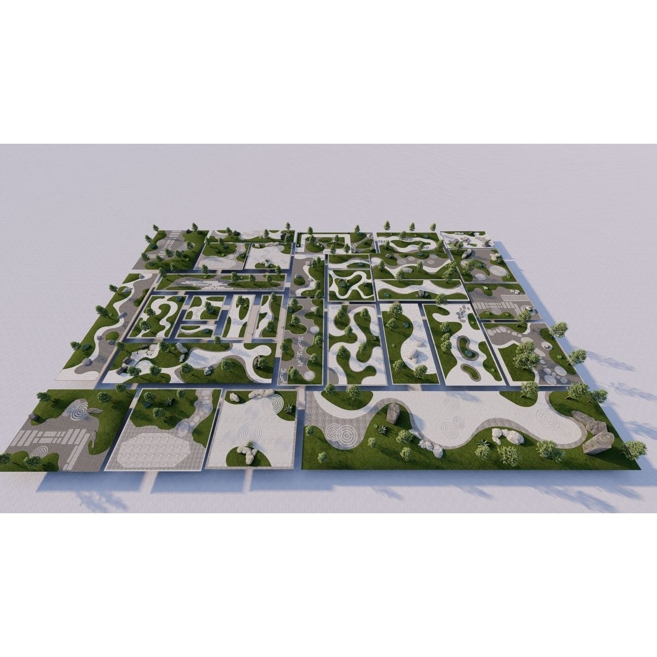 Public Park Landscape - Game-Ready 3D Model - View 9