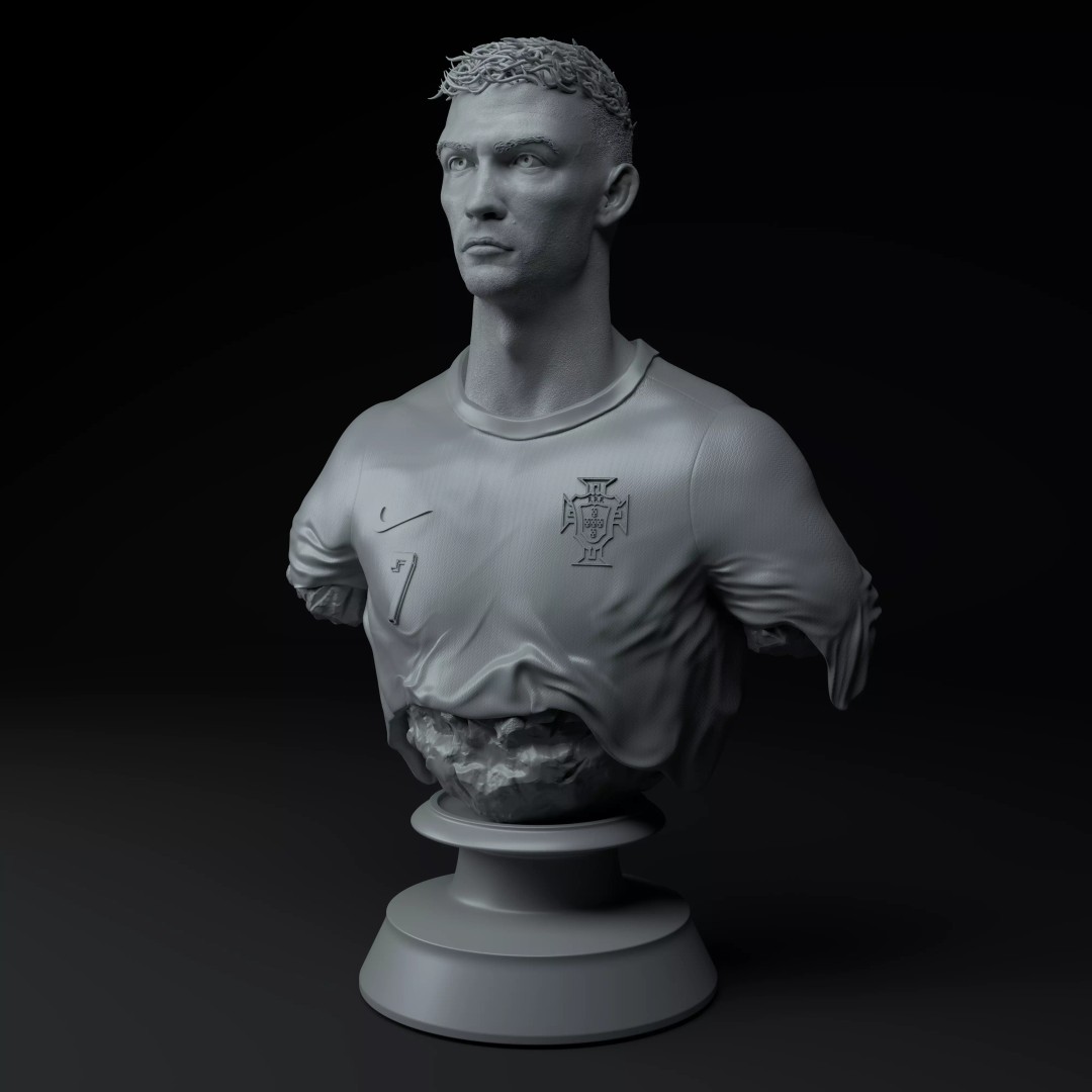 Cristiano Ronaldo Bust 3D Model – Premium Detail for 3D Printing - View 2