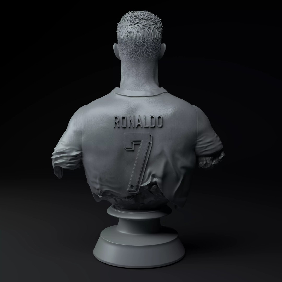 Cristiano Ronaldo Bust 3D Model – Premium Detail for 3D Printing - View 6