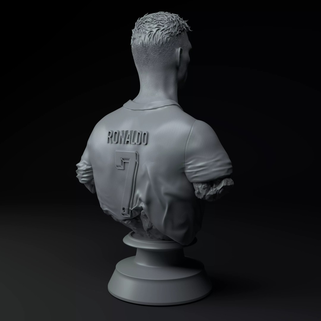 Cristiano Ronaldo Bust 3D Model – Premium Detail for 3D Printing - View 7