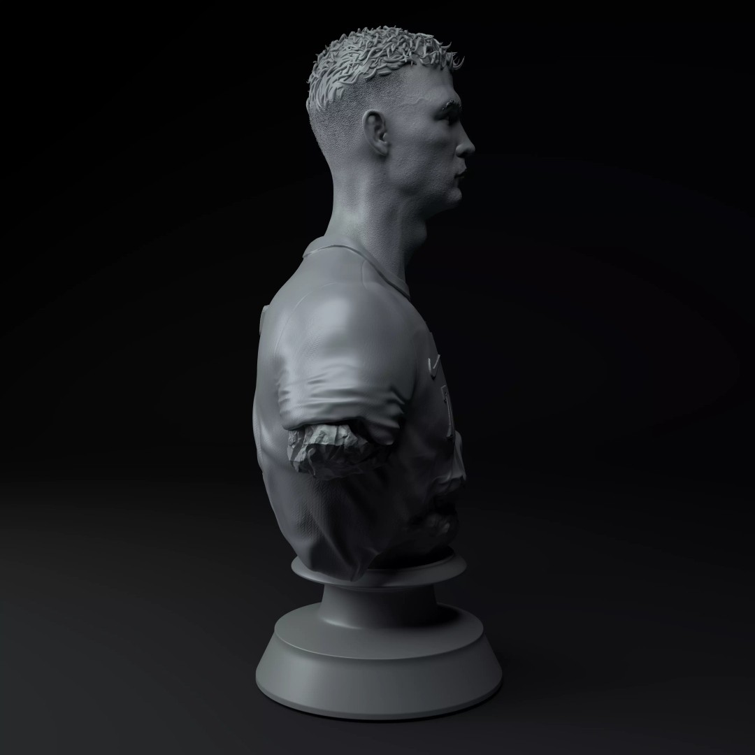 Cristiano Ronaldo Bust 3D Model – Premium Detail for 3D Printing - View 8