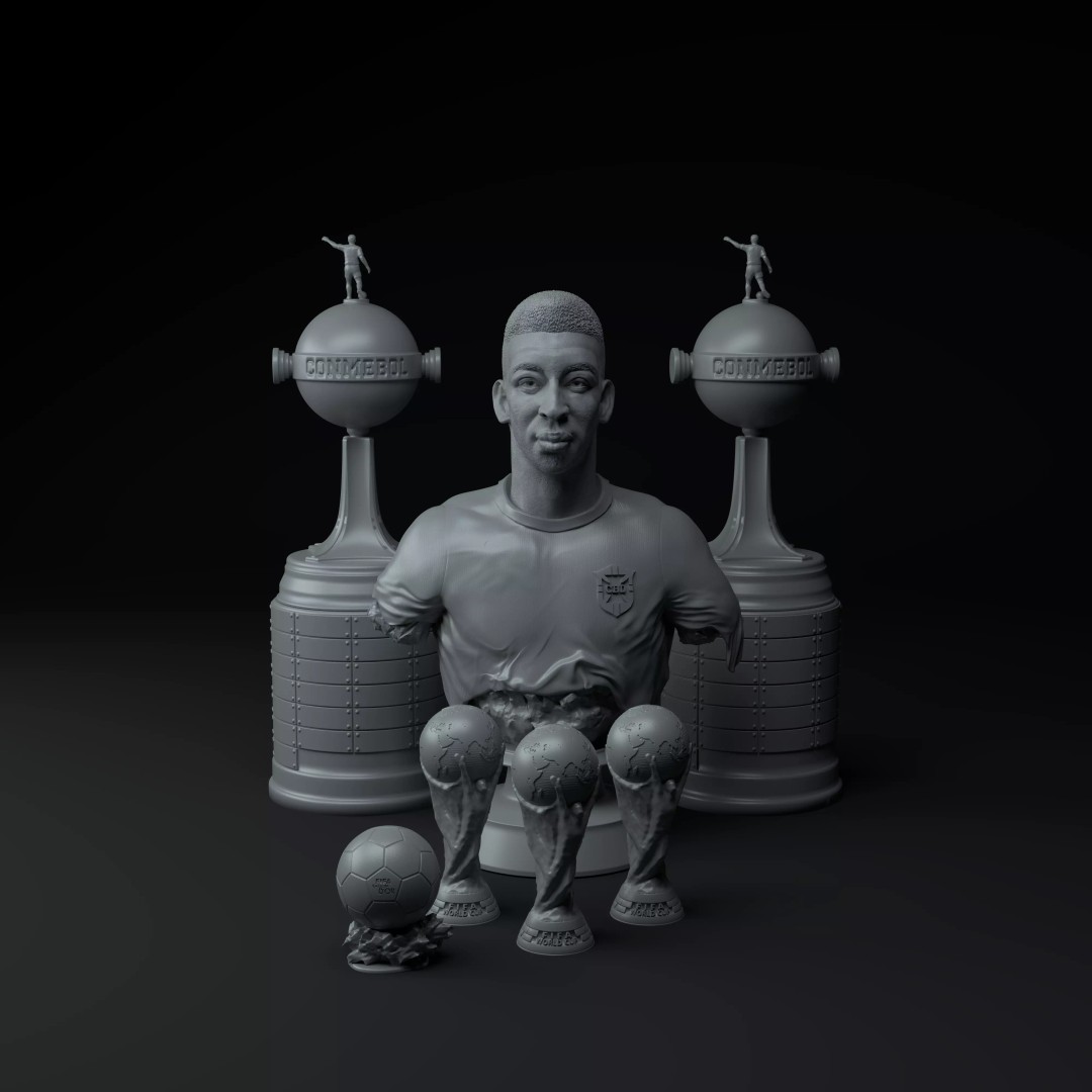 Pelé 3D Model – Premium Trophy Diorama for Printing - View 3