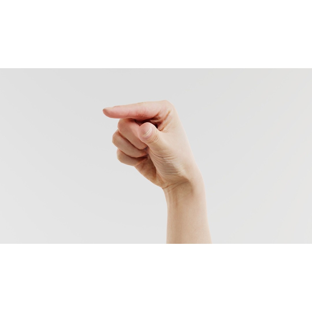 Finger Alphabet G 3D Model – Low Poly Character Asset, FBX - View 4
